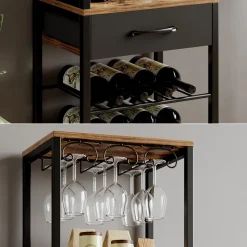 Vicco Weinregal Porto, offener Küchenschrank, Eiche rustikal, 40 x 147.5 cm mit Schublade