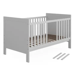 Vitalispa Babybett Ajaton - Weiß 144x83x81 cm gefertigt aus Spanplatte - Kinderbett mit Rausfallschutz abgestimmt auf Neugeborene und Babys, mit herausnehmbaren Schlupfsproßen