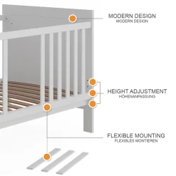 Vitalispa Babybett Ajaton - Weiß 144x83x81 cm gefertigt aus Spanplatte - Kinderbett mit Rausfallschutz abgestimmt auf Neugeborene und Babys, mit herausnehmbaren Schlupfsproßen