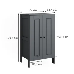 Vitalispa Kinderkleiderschrank Grau Ajaton - 70x121x53 cm aus Spanplatte - Kinderregal für Kinder und Teenager, praktische Lösung für gut organisierte Räume