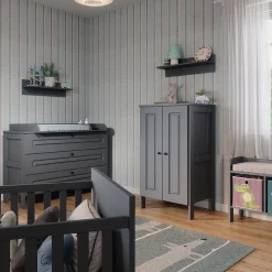 Vitalispa Kinderkleiderschrank Grau Ajaton - 70x121x53 cm aus Spanplatte - Kinderregal für Kinder und Teenager, praktische Lösung für gut organisierte Räume