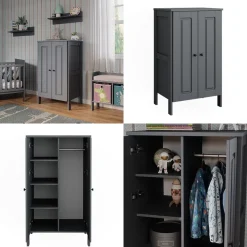 Vitalispa Kinderkleiderschrank Grau Ajaton - 70x121x53 cm aus Spanplatte - Kinderregal für Kinder und Teenager, praktische Lösung für gut organisierte Räume