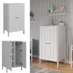 Vitalispa Kinderkleiderschrank Weiß Ajaton - 70x121x53 cm aus Spanplatte - Kinderregal für Kinder und Teenager, praktische Lösung für gut organisierte Räume