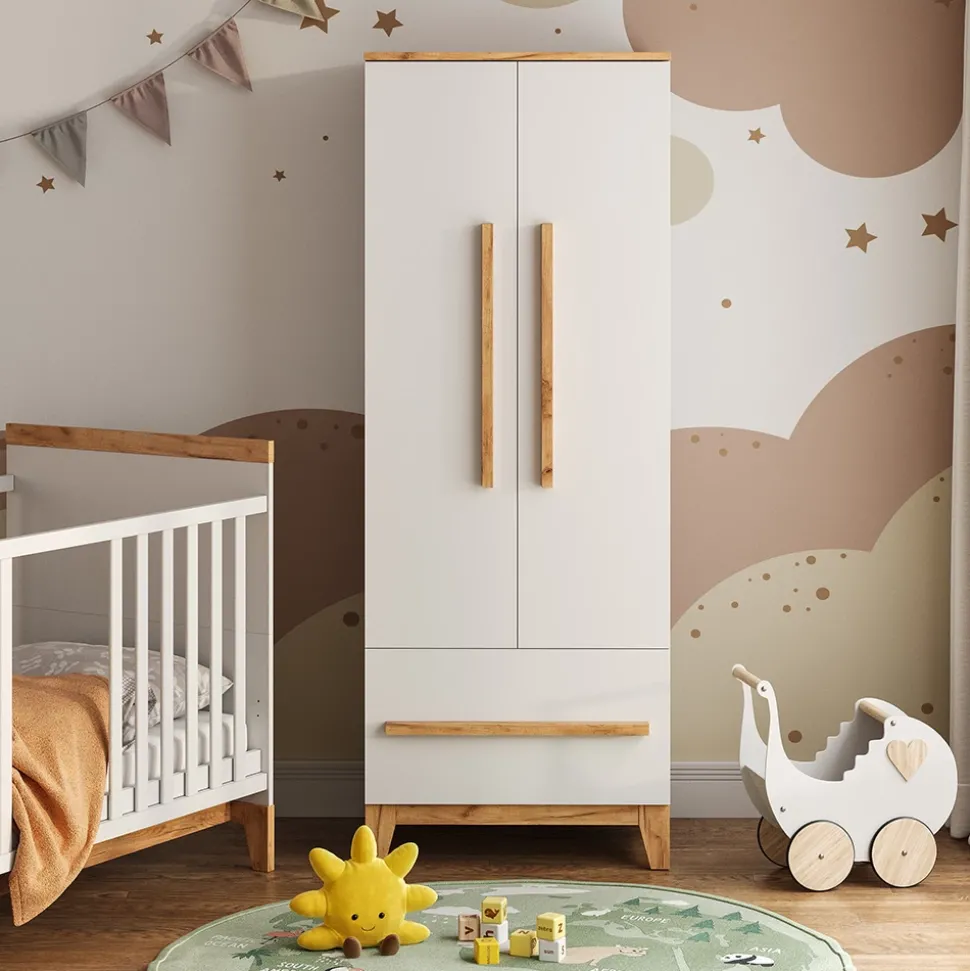 Vitalispa Kinderkleiderschrank Weiß/Artisan 70 x 186.8 cm, Malia