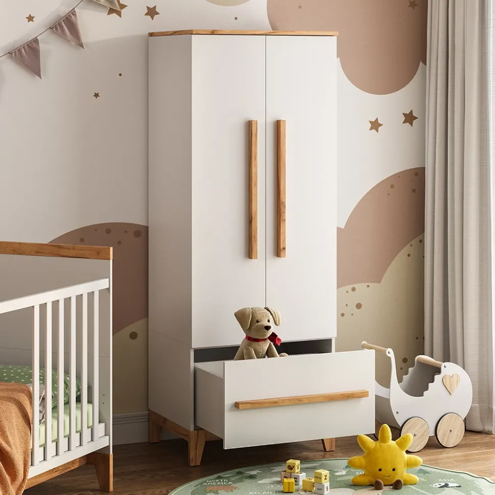 Vitalispa Kinderkleiderschrank Weiß/Artisan 70 x 186.8 cm, Malia