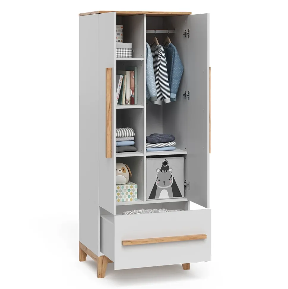 Vitalispa Kinderkleiderschrank Weiß/Artisan 70 x 186.8 cm, Malia