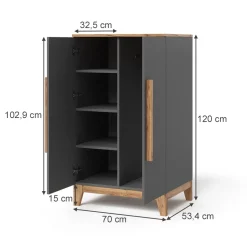 Vitalispa Kinderkleiderschrank Grau/Artisan 70 x 120 cm, Malia