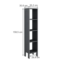 Vitalispa Kinderregal Grau Ajaton - 35x160x31 cm gefertigt aus Spanplatte - Bücherregal ideal fürs Kinderzimmer, bietet schnellen Zugriff auf Ihre Lieblingssachen