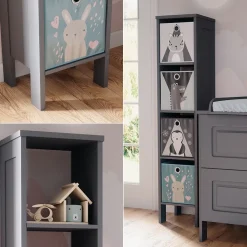 Vitalispa Kinderregal Grau Ajaton - 35x160x31 cm gefertigt aus Spanplatte - Bücherregal ideal fürs Kinderzimmer, bietet schnellen Zugriff auf Ihre Lieblingssachen