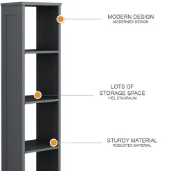 Vitalispa Kinderregal Grau Ajaton - 35x160x31 cm gefertigt aus Spanplatte - Bücherregal ideal fürs Kinderzimmer, bietet schnellen Zugriff auf Ihre Lieblingssachen