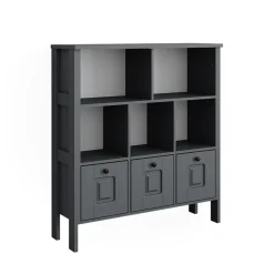 Vitalispa Kinderregal Grau Ajaton - 104x113x33 cm hergestellt aus Spanplatte - Bücherregal ideal fürs Kinderzimmer, Funktional und zuverlässig – dein täglicher Ordnungshelfer