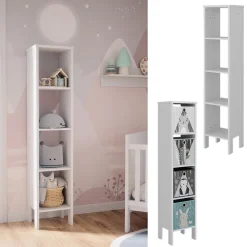 Vitalispa Kinderregal Weiß Ajaton - 35x160x31 cm gefertigt aus Spanplatte - Bücherregal ideal fürs Kinderzimmer, bietet schnellen Zugriff auf Ihre Lieblingssachen