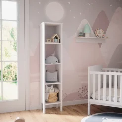 Vitalispa Kinderregal Weiß Ajaton - 35x160x31 cm gefertigt aus Spanplatte - Bücherregal ideal fürs Kinderzimmer, bietet schnellen Zugriff auf Ihre Lieblingssachen