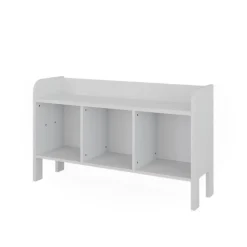 Vitalispa Kindersitzbank Weiß Ajaton - 107x64x31 cm hergestellt aus Spanplatte - Kinderregal für Kinder und Teenager, für schnell und praktisch Spielzeugaufbewahrung