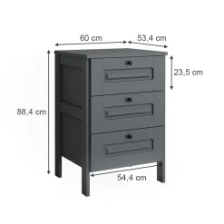 Vitalispa Kommode Grau Ajaton - 60x88x53 cm gefertigt aus Spanplatte - Die Kommode mit Schubladen für Kinder und Teenager, für den schnellen Zugriff auf das Wesentliche