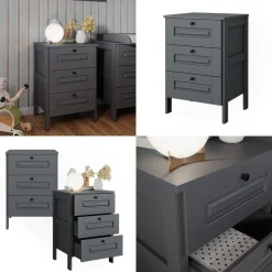 Vitalispa Kommode Grau Ajaton - 60x88x53 cm gefertigt aus Spanplatte - Die Kommode mit Schubladen für Kinder und Teenager, für den schnellen Zugriff auf das Wesentliche