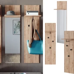 Wandgarderobe Siri Goldkraft Eiche Set mit 3 Wandgarderoben Vicco