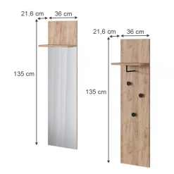 Wandgarderobe Siri Goldkraft Eiche Set mit 3 Wandgarderoben Vicco