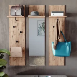 Wandgarderobe Siri Goldkraft Eiche Set mit 3 Wandgarderoben Vicco