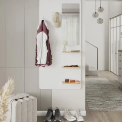 Wandgarderobe Jochen Weiß/Eiche 70 x 150 cm mit Spiegel Vicco