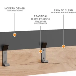 Wandgarderobe Orlando Anthrazit/Goldkraft Eiche 60 x 15 cm Vicco
