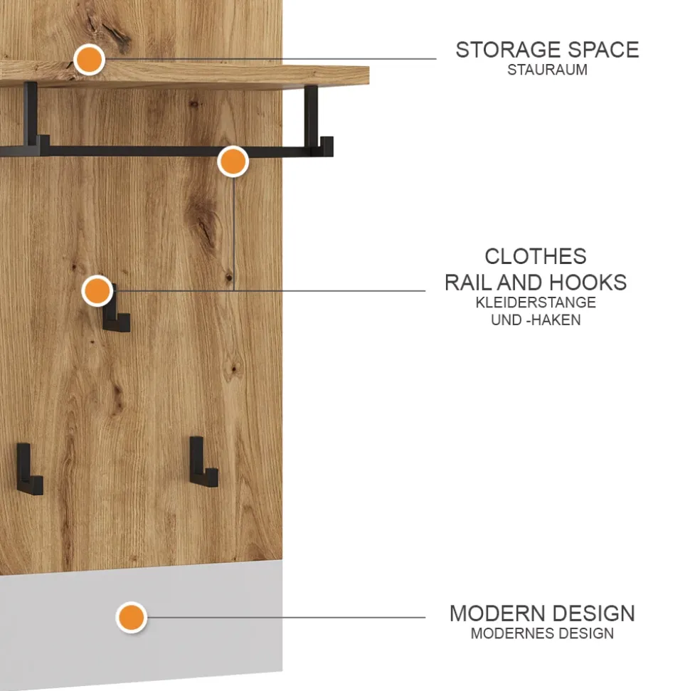 Wandgarderobe Selena Weiß/Artisan 44 x 83 cm Vicco