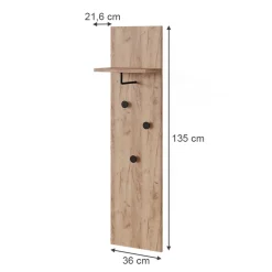 Wandgarderobe Siri Goldkraft Eiche 36 x 135 cm Vicco