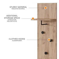 Wandgarderobe Siri Goldkraft Eiche 36 x 135 cm Vicco