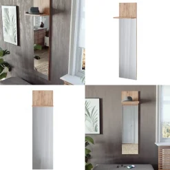 Wandgarderobe Siri Goldkraft Eiche 36 x 135 cm mit Spiegel Vicco