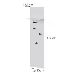 Wandgarderobe Siri Weiß 36 x 135 cm Vicco