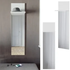 Wandgarderobe Siri Weiß 36 x 135 cm mit Spiegel Vicco