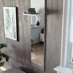 Wandgarderobe Siri Weiß 36 x 135 cm mit Spiegel Vicco