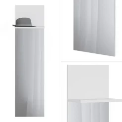 Wandgarderobe Siri Weiß 36 x 135 cm mit Spiegel Vicco