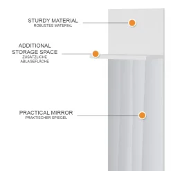 Wandgarderobe Siri Weiß 36 x 135 cm mit Spiegel Vicco