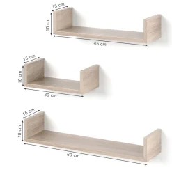 Wandregal Sonoma 60 x 10 cm 3er Set Vicco