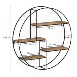 Wandregal Fyrk Antikholz 55 x 55 cm Rund Vicco
