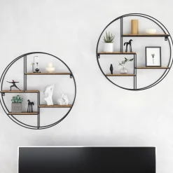 Wandregal Fyrk Antikholz 55 x 55 cm Rund Vicco