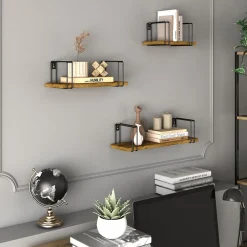 Wandregal Fyrk Antikholz 3 Teile Vicco