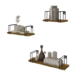 Wandregal Fyrk Antikholz 3 Teile Vicco