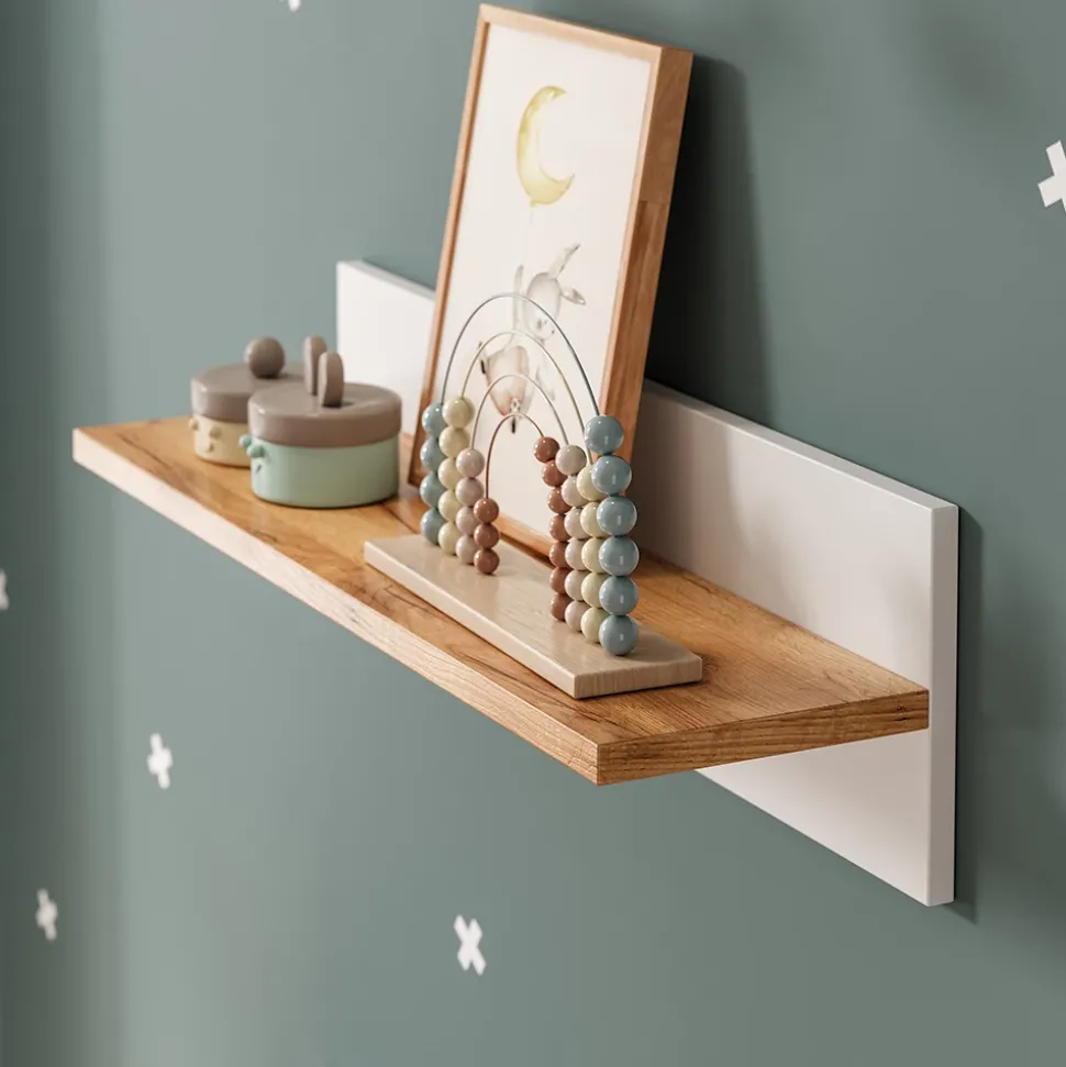 Wandregal Kinderzimmer Malia Weiß/Artisan 70 x 20 cm Vitalispa