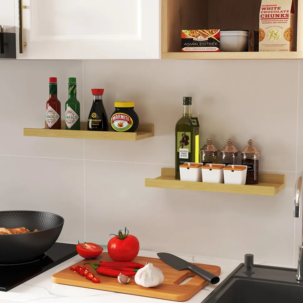 Wandregal Linus Naturholz 40 x 4 cm 2er Set Vicco