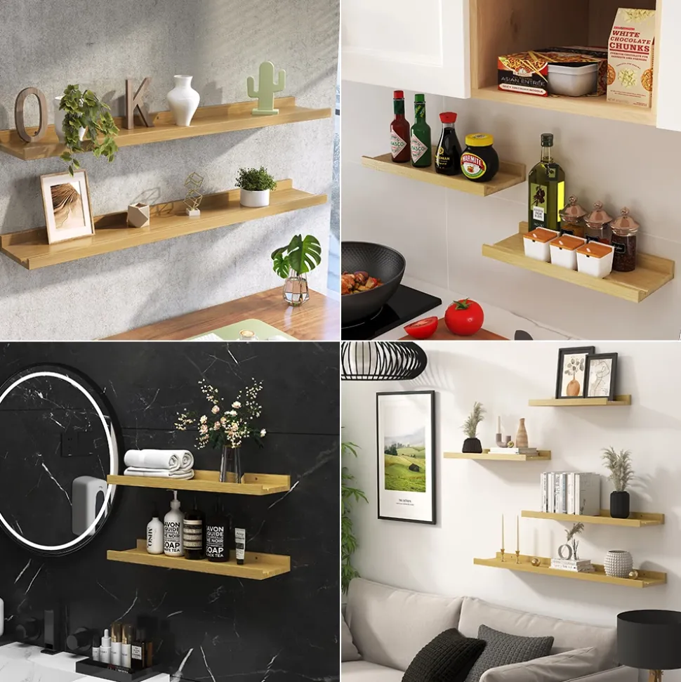 Wandregal Linus Naturholz 40 x 4 cm 2er Set Vicco