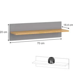 Wandregal Malia Grau 70 x 20 cm Vitalispa