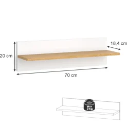 Wandregal Malia Weiß 70 x 20 cm Vitalispa