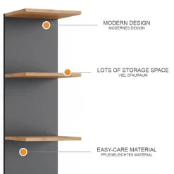 Wandregal Paolo Anthrazit 30 x 190 cm 2er Set Vicco