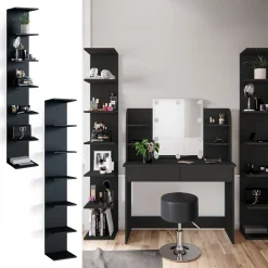 Wandregal Paolo Schwarz 28 x 190 cm 2er Set Vicco