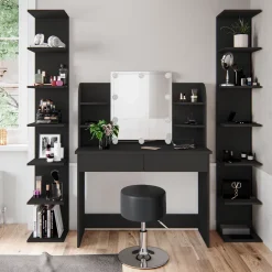 Wandregal Paolo Schwarz 28 x 190 cm 2er Set Vicco