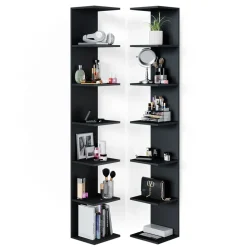 Wandregal Paolo Schwarz 28 x 190 cm 2er Set Vicco