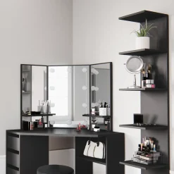 Wandregal Paolo Schwarz 30 x 190 cm 2er Set Vicco