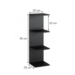 Wandregal Paolo Schwarz 30 x 95 cm Vicco